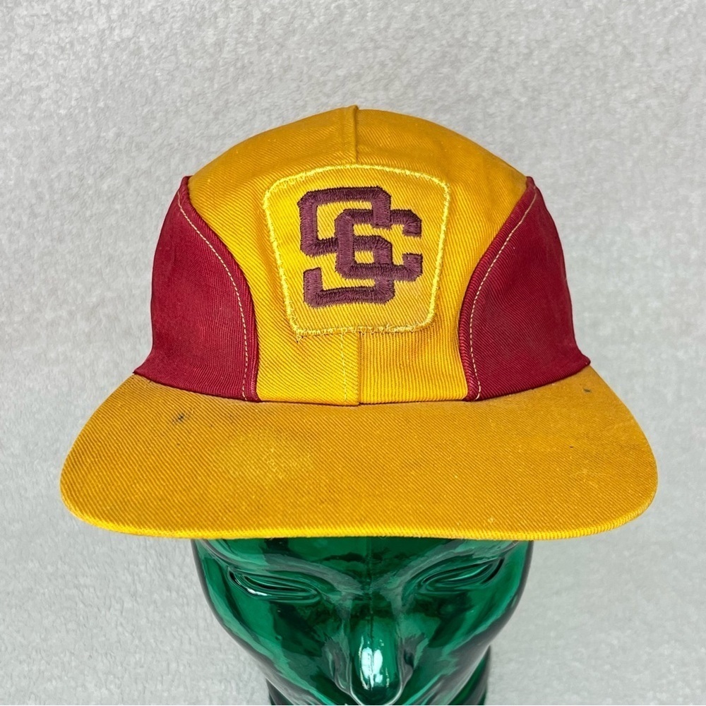 Vintage USC Trojans Embroidered Hat 4 Panel Cap Cardinal & Gold Adult Small VTG